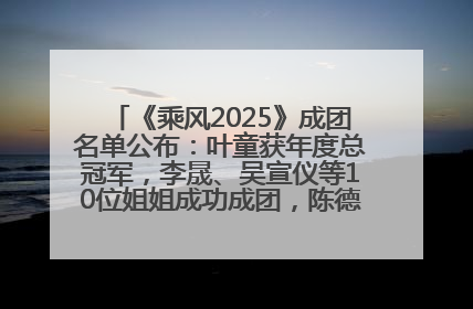 《乘风2025》成团名单公布：叶童获年度总冠军，李晟、吴宣仪等10位姐姐成功成团，陈德容获年度高光人物
