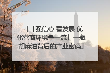 「强信心 看发展 优化营商环境争一流」一瓶胡麻油背后的产业密码