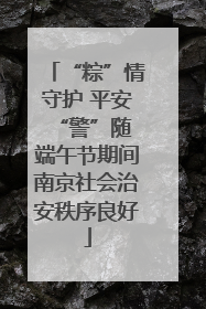 “粽”情守护 平安“警”随 端午节期间南京社会治安秩序良好
