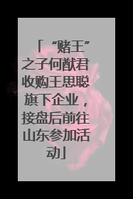 “赌王”之子何猷君收购王思聪旗下企业，接盘后前往山东参加活动