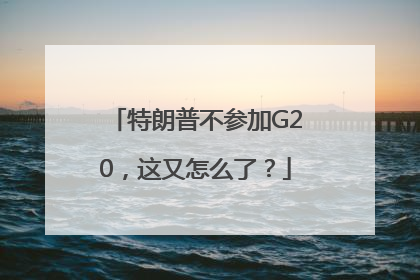 特朗普不参加G20，这又怎么了？