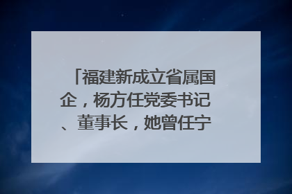 福建新成立省属国企，杨方任党委书记、董事长，她曾任宁德市委副书记｜张田怡已任县委副书记、县政府党组书记