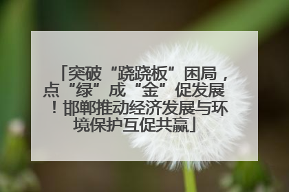 突破“跷跷板”困局，点“绿”成“金”促发展！邯郸推动经济发展与环境保护互促共赢