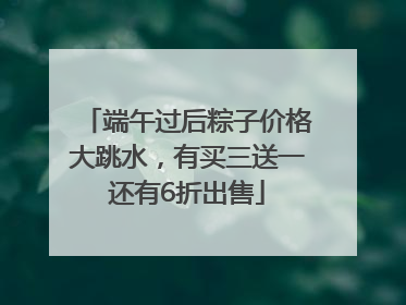 端午过后粽子价格大跳水，有买三送一还有6折出售