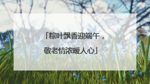 粽叶飘香迎端午，敬老情浓暖人心