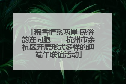 粽香情系两岸 民俗韵连同胞——杭州市余杭区开展形式多样的迎端午联谊活动