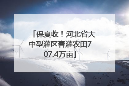 保夏收！河北省大中型灌区春灌农田707.4万亩
