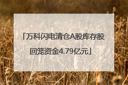万科闪电清仓A股库存股 回笼资金4.79亿元