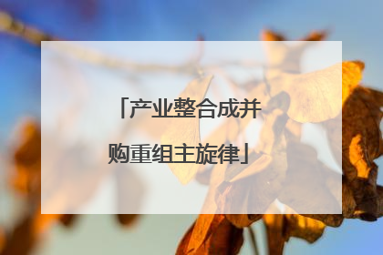 产业整合成并购重组主旋律