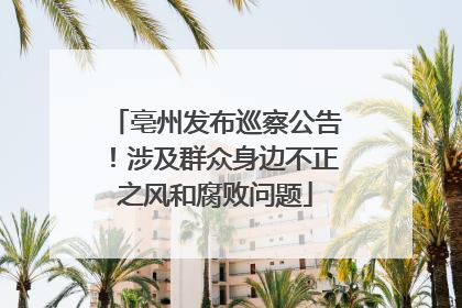 亳州发布巡察公告！涉及群众身边不正之风和腐败问题