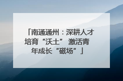 南通通州：深耕人才培育“沃土” 激活青年成长“磁场”