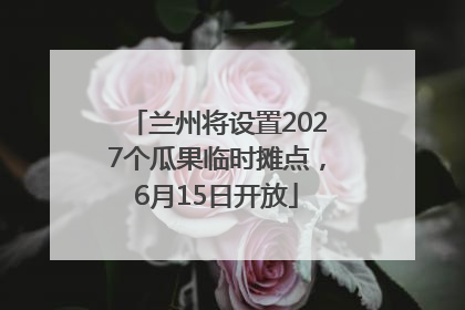 兰州将设置2027个瓜果临时摊点，6月15日开放
