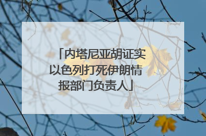 内塔尼亚胡证实以色列打死伊朗情报部门负责人