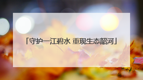 守护一江碧水 重现生态韶河