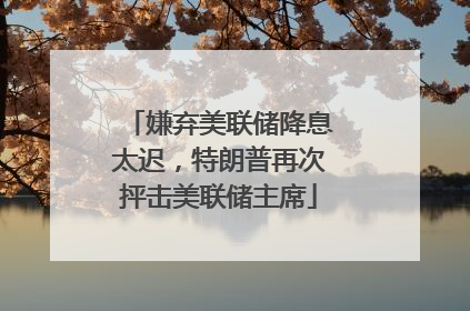 嫌弃美联储降息太迟，特朗普再次抨击美联储主席