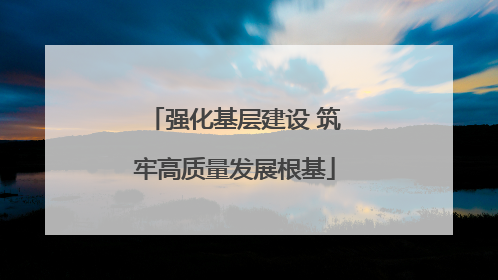 强化基层建设 筑牢高质量发展根基