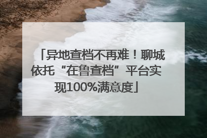 异地查档不再难！聊城依托“在鲁查档”平台实现100%满意度