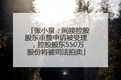张小泉：间接控股股东重整申请被受理，控股股东550万股份将被司法拍卖