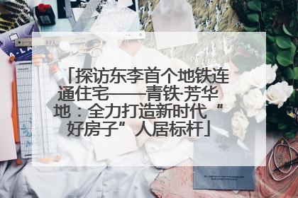 探访东李首个地铁连通住宅——青铁·芳华地：全力打造新时代“好房子”人居标杆
