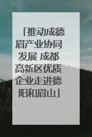 推动成德眉产业协同发展 成都高新区优质企业走进德阳和眉山