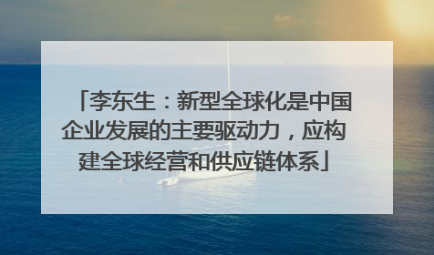 李东生：新型全球化是中国企业发展的主要驱动力，应构建全球经营和供应链体系