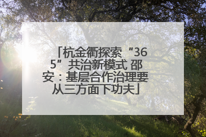 杭金衢探索“365”共治新模式 邵安：基层合作治理要从三方面下功夫