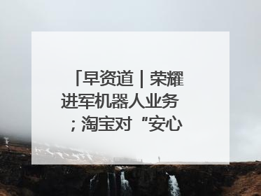早资道｜荣耀进军机器人业务；淘宝对“安心鉴”服务进行逐步下线调整
