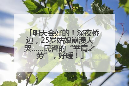 明天会好的！深夜桥边，25岁姑娘崩溃大哭……民警的“举肩之劳”，好暖！