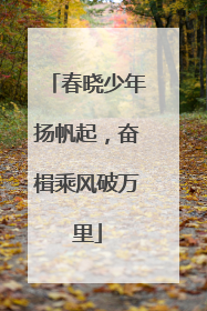 春晓少年扬帆起，奋楫乘风破万里