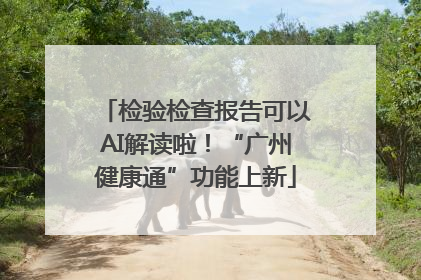 检验检查报告可以AI解读啦！“广州健康通”功能上新