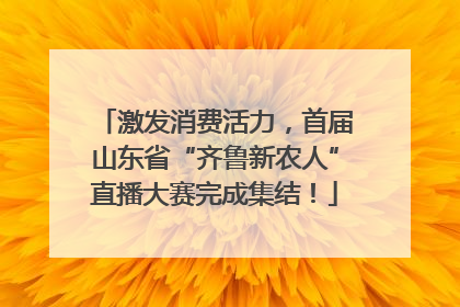 激发消费活力，首届山东省“齐鲁新农人”直播大赛完成集结！