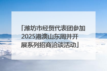 潍坊市经贸代表团参加2025港澳山东周并开展系列招商洽谈活动