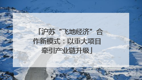 沪苏“飞地经济”合作新模式：以重大项目牵引产业链升级