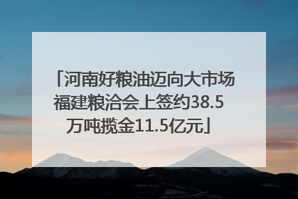 河南好粮油迈向大市场 福建粮洽会上签约38.5万吨揽金11.5亿元