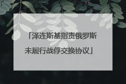 泽连斯基指责俄罗斯未履行战俘交换协议
