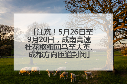 注意！5月26日至9月20日，成南高速桂花枢纽回马至大英、成都方向匝道封闭