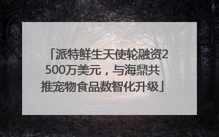 派特鲜生天使轮融资2500万美元，与海鼎共推宠物食品数智化升级