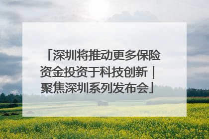 深圳将推动更多保险资金投资于科技创新｜聚焦深圳系列发布会