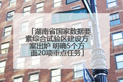 湖南省国家数据要素综合试验区建设方案出炉 明确5个方面20项重点任务