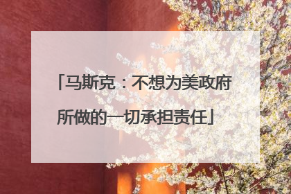 马斯克：不想为美政府所做的一切承担责任